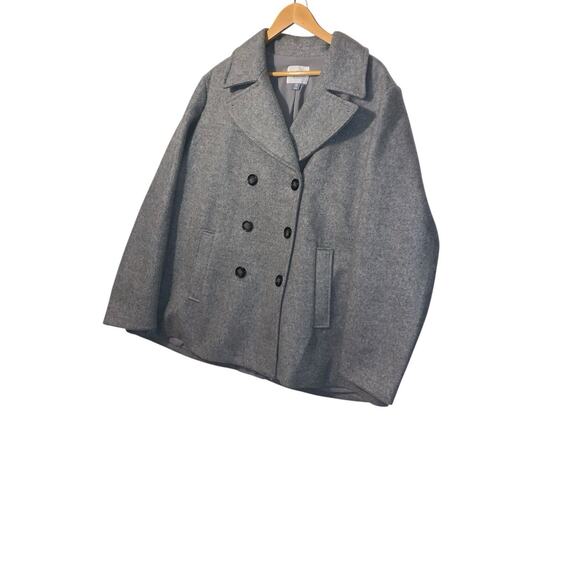 Old Navy Peacoat Womens Gray Soft Brushed Notch Lapel Double Breasted Size XXL - Picture 2 of 9